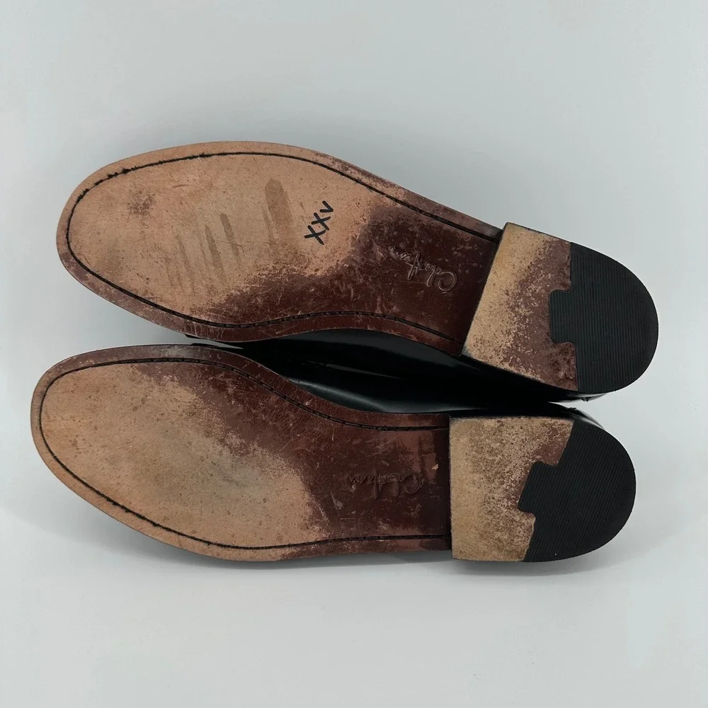 Cole Haan Black Leather Kiltie Buckle Loafers